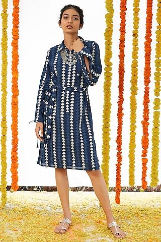 indigo blue cotton shirt dress for girls