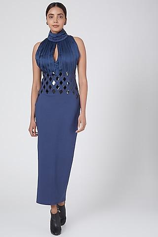 indigo blue embelished dress