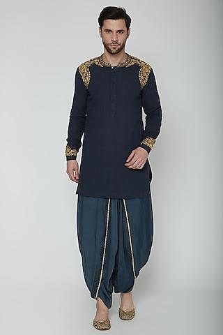 indigo blue embroidered kurta set
