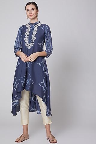 indigo blue embroidered tunic