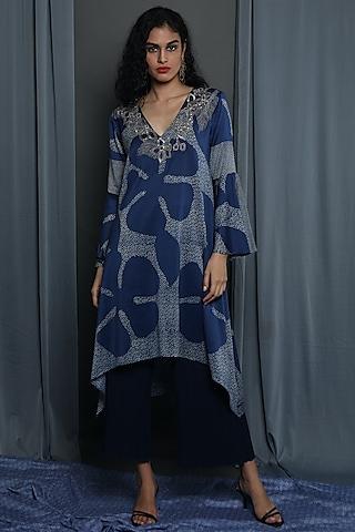 indigo chanderi printed tunic