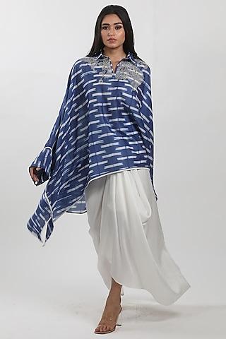 indigo chanderi shibori tie-dye tunic set