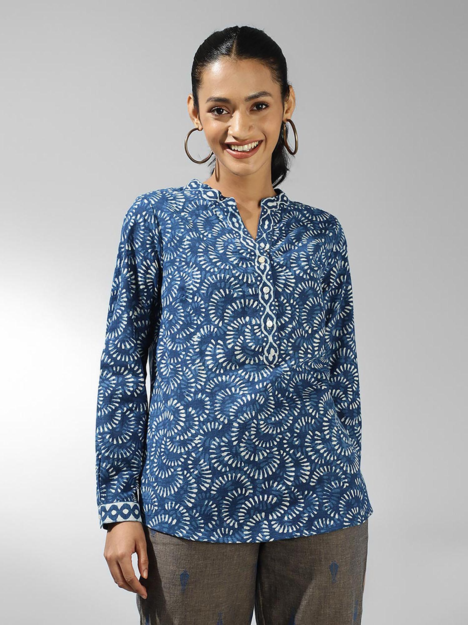 indigo cotton printed tunic