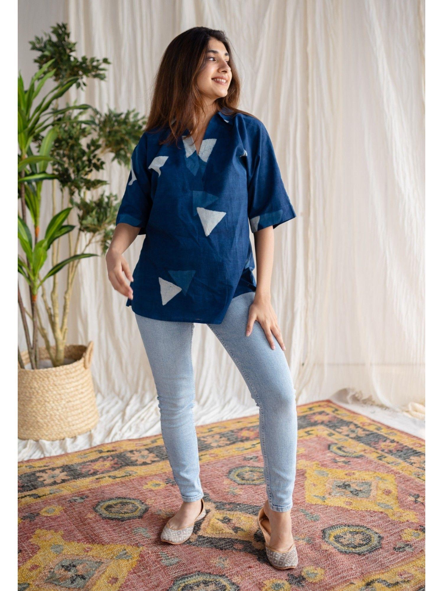 indigo dabu cotton tunic