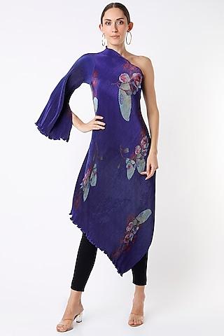 indigo digital printed dress