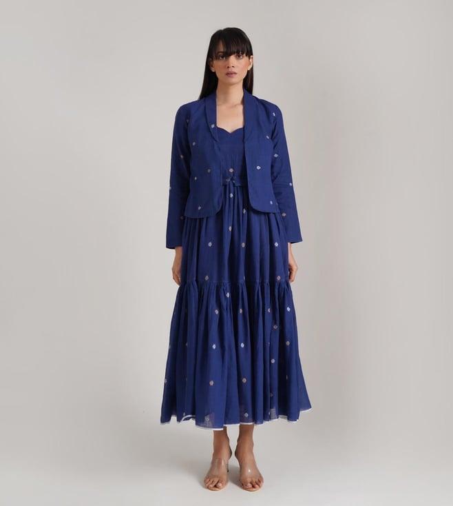 indigo dreams blue vintage weaves cleopatra dress with jacket