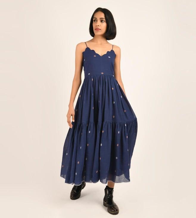 indigo dreams blue woven hearts cleopatra dress