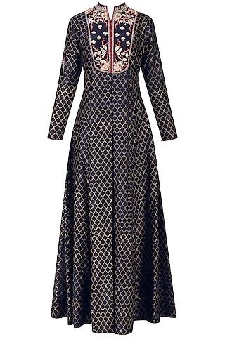 indigo embroidered kurta dress