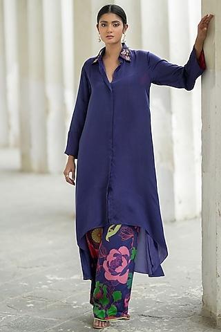 indigo modal beaded kurta set