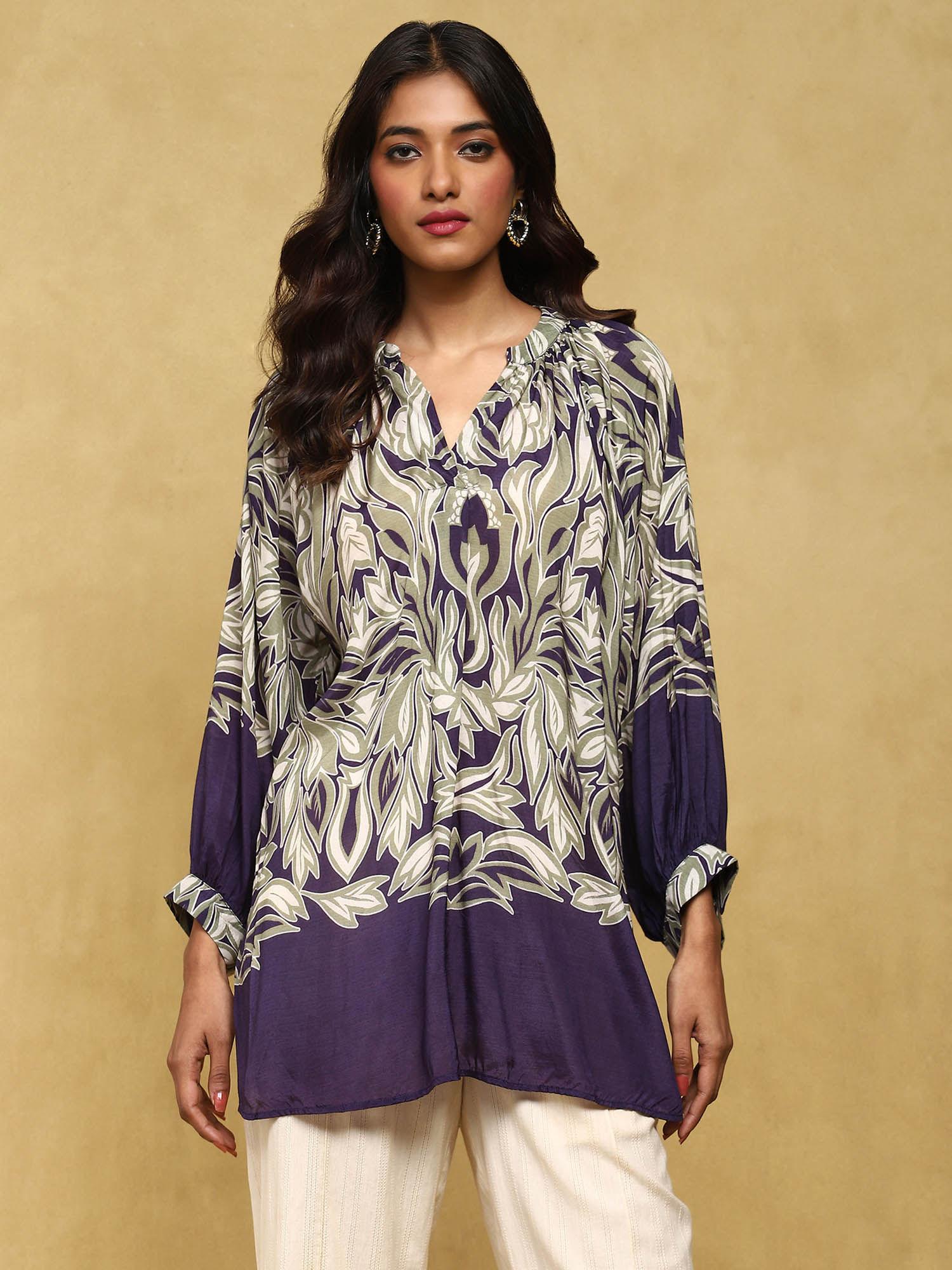 indigo printed viscose kurti