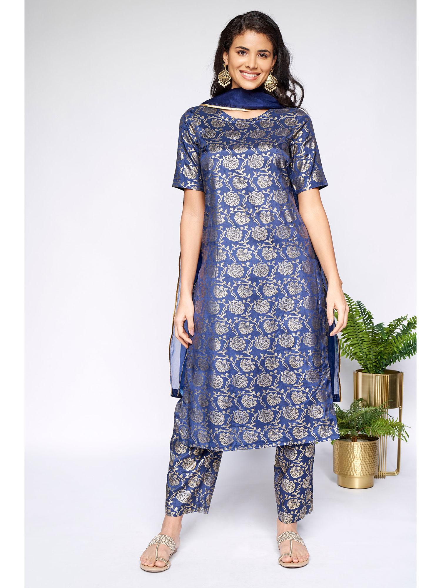 indigo regular straight kurta