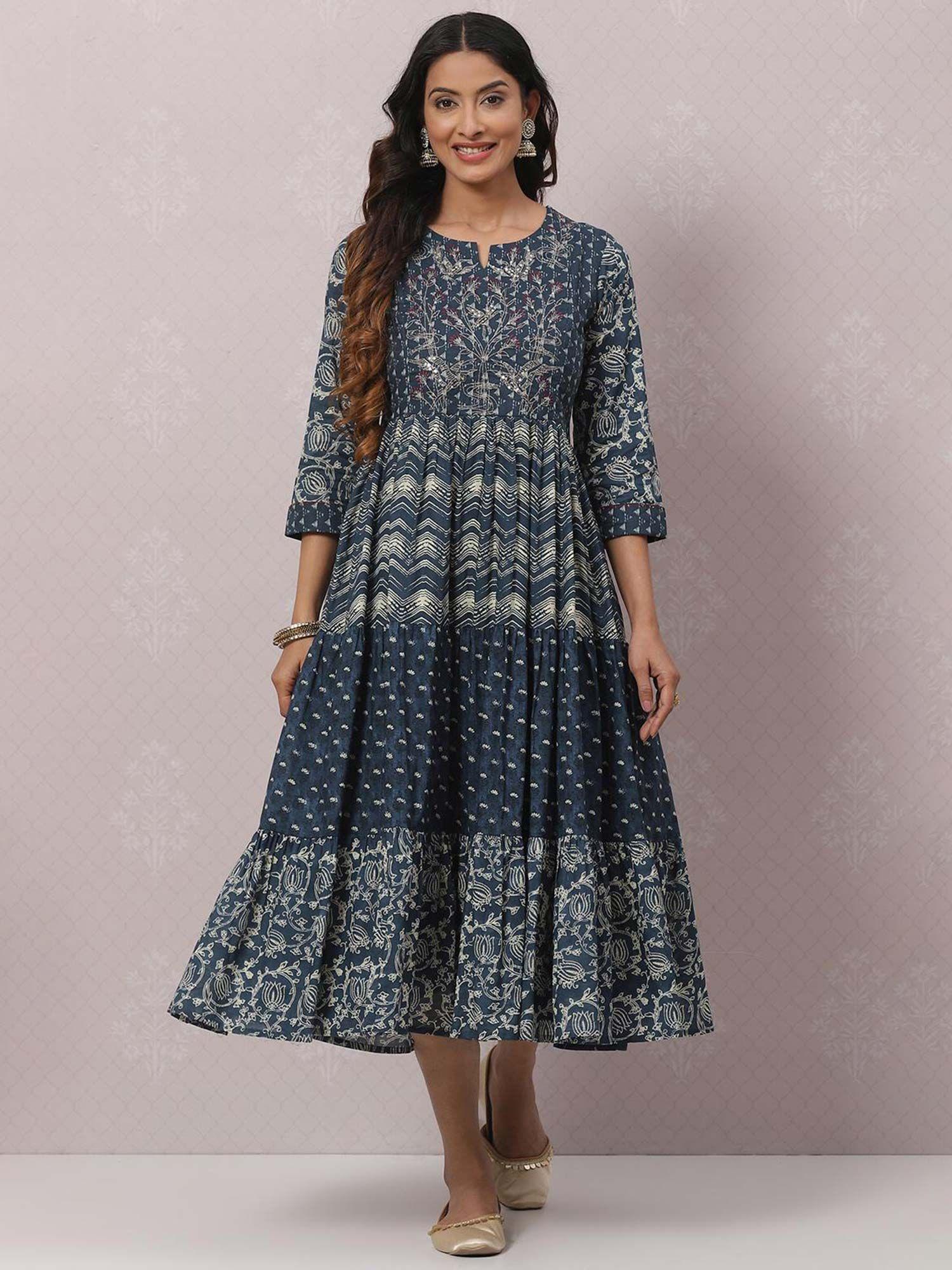 indigo relaxed fusion wear dress