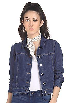 indigo spread collar denim trucker jacket