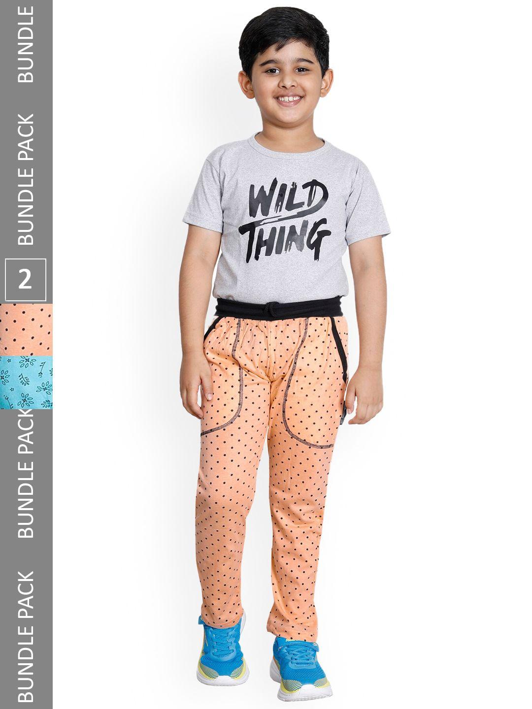 indiweaves boys pack of 2 printed cotton track pants