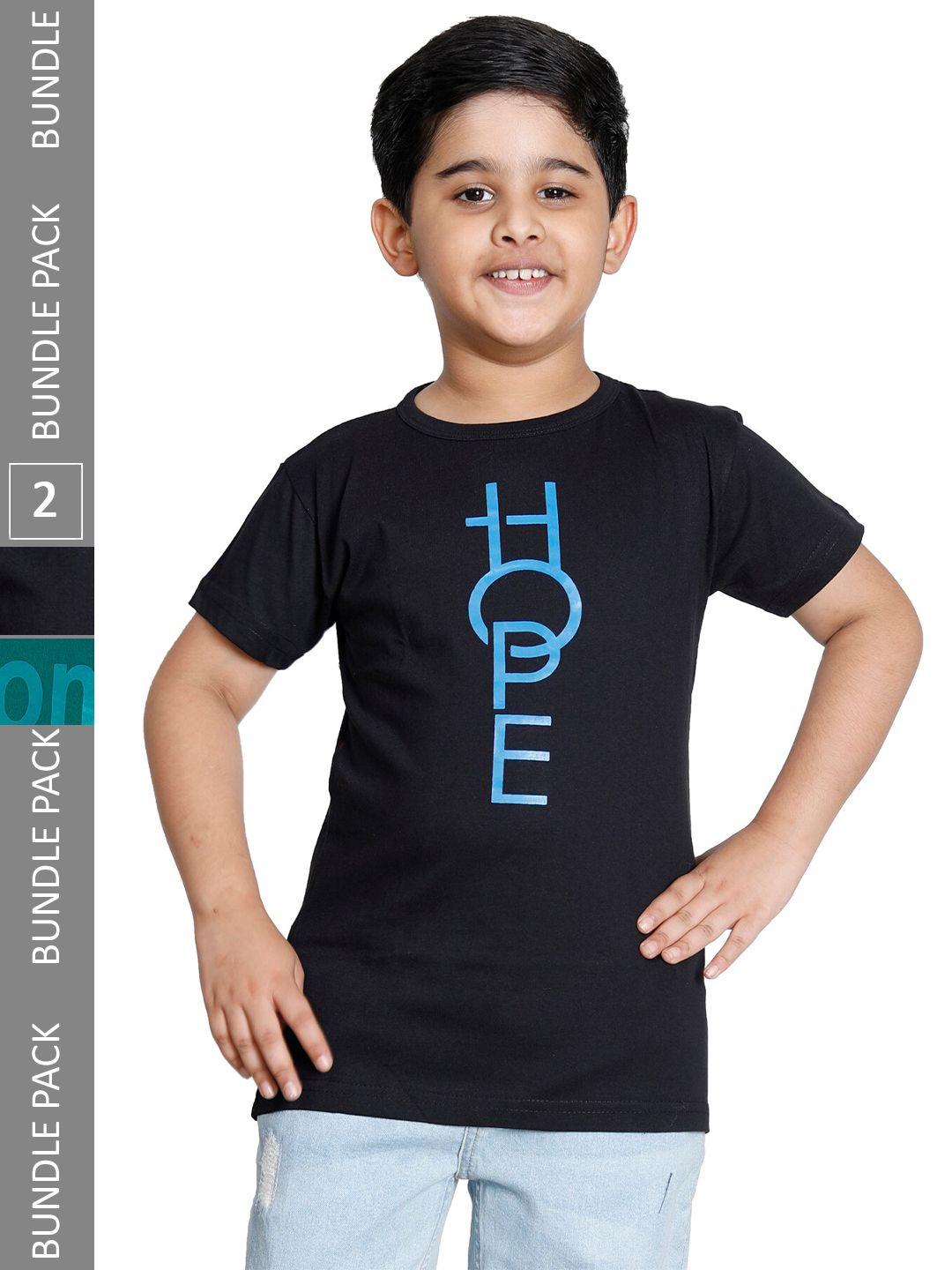 indiweaves boys pack of 2 typography printed t-shirt