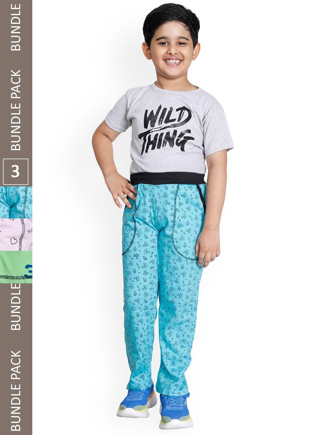 indiweaves boys pack of 3 printed cotton track pants