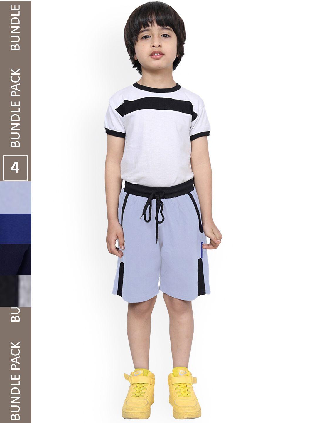 indiweaves boys pack of 4 high-rise cotton shorts