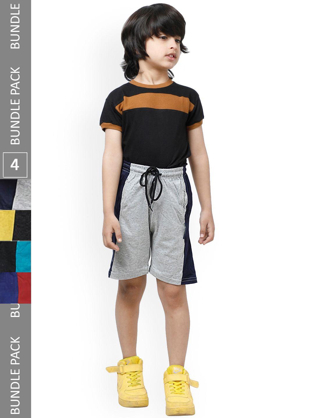 indiweaves boys pack of 4 striped pure cotton shorts
