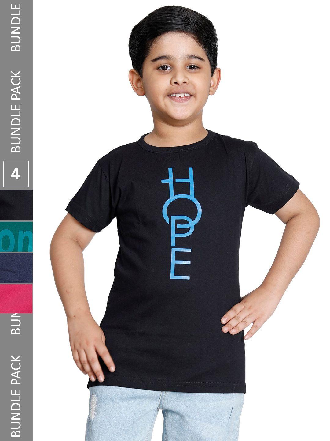 indiweaves boys pack of 4 typography printed t-shirt