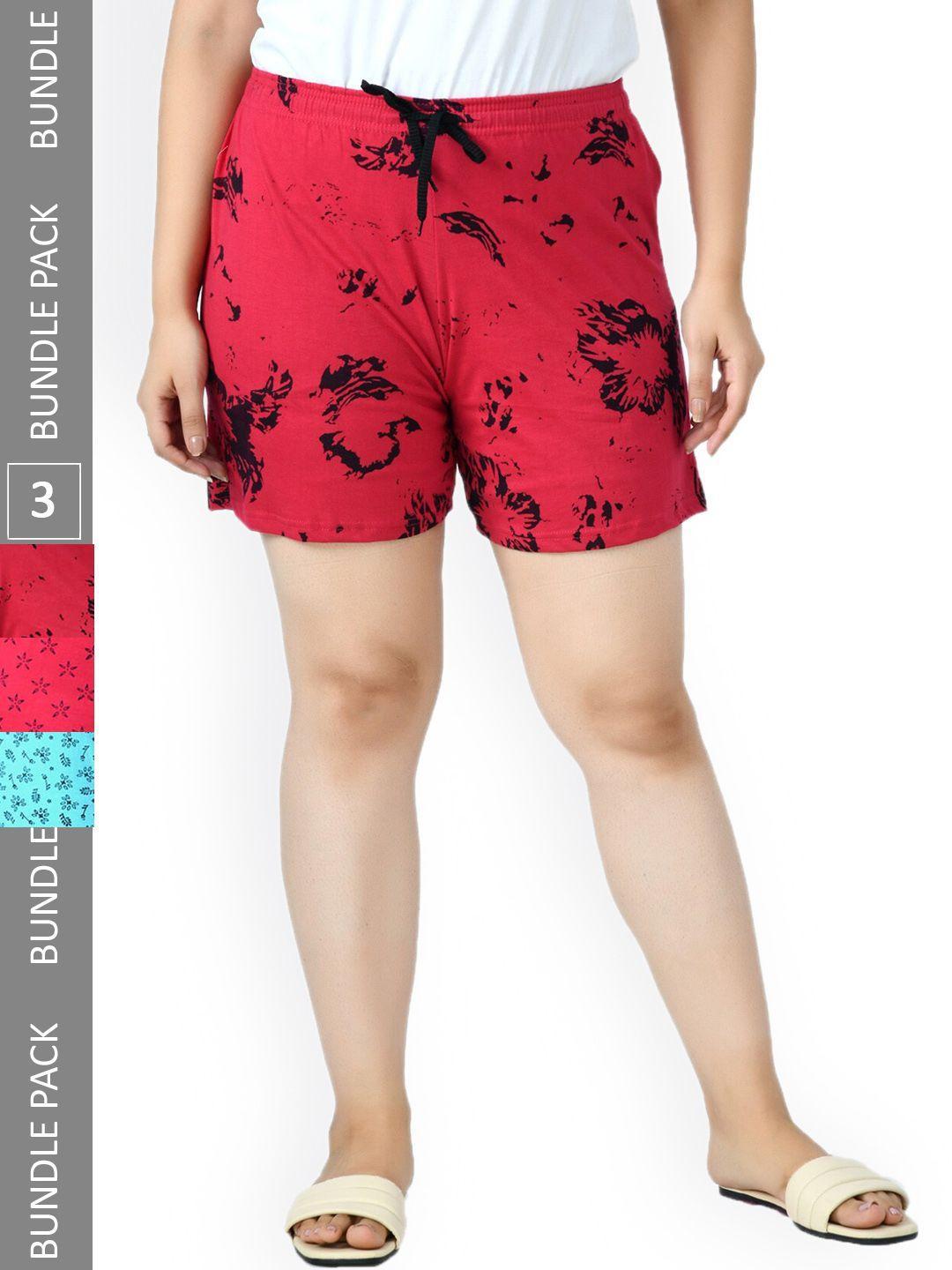 indiweaves-girls-pack-of-3-printed-high-rise-pure-cotton-shorts