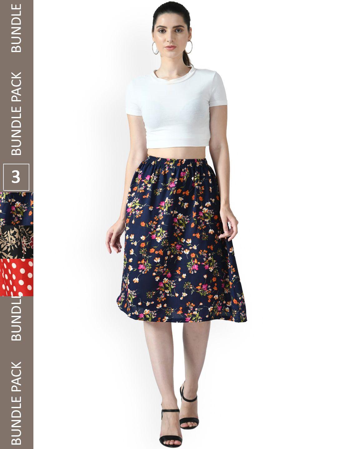 indiweaves-pack-of-3-floral-printed-flared-midiskirts