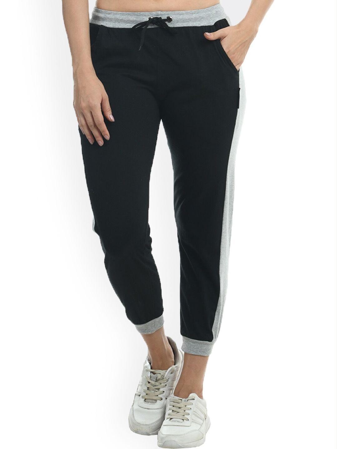 indiweaves women colorblocked pure cotton joggers