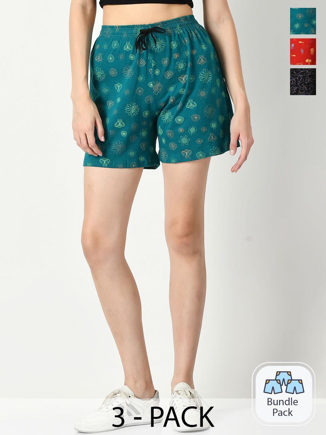 indiweaves-women-multicoloured-printed-high-rise-shorts