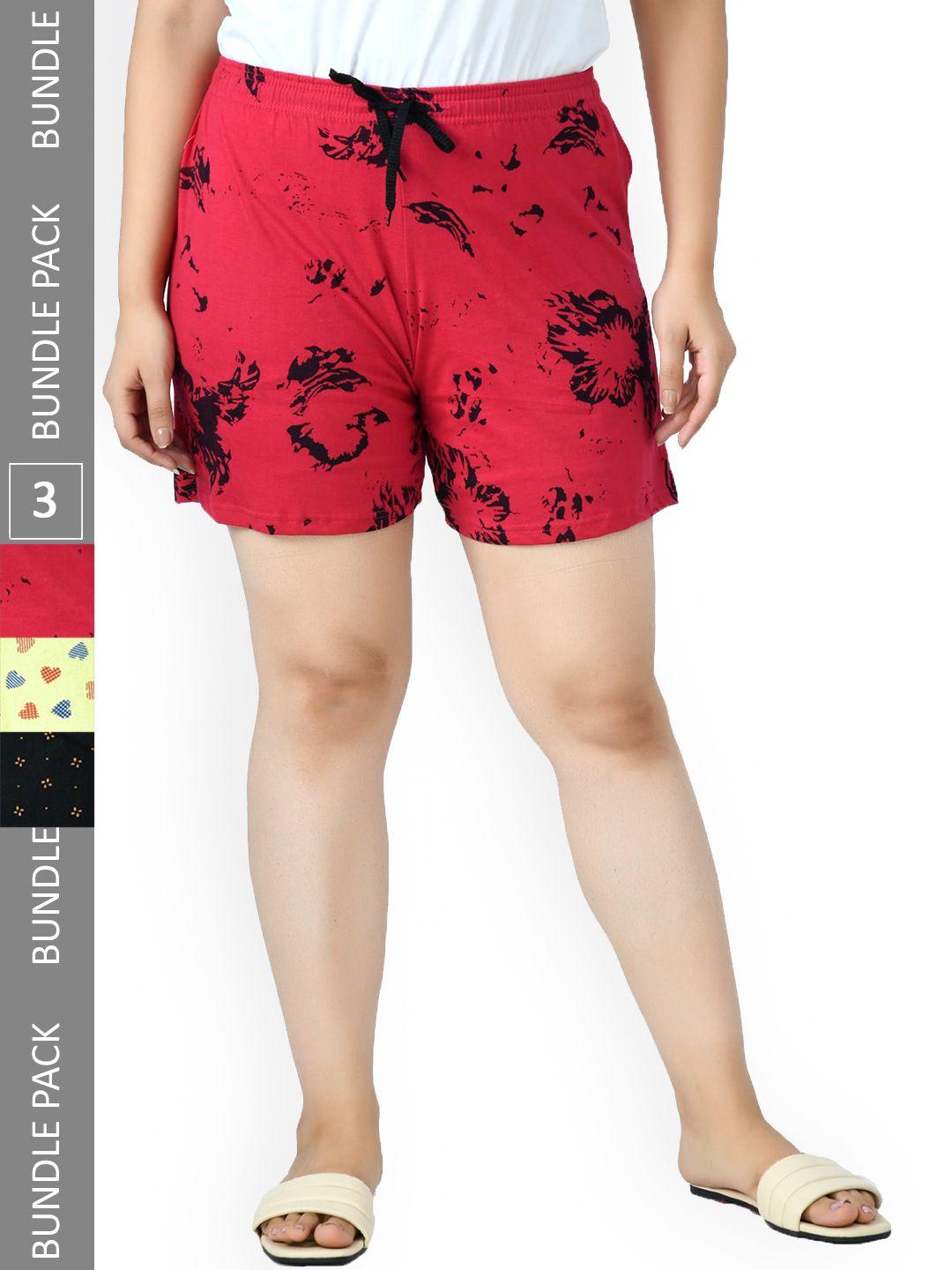 indiweaves-women-pack-of-3-high-rise-printed-pure-cotton-shorts