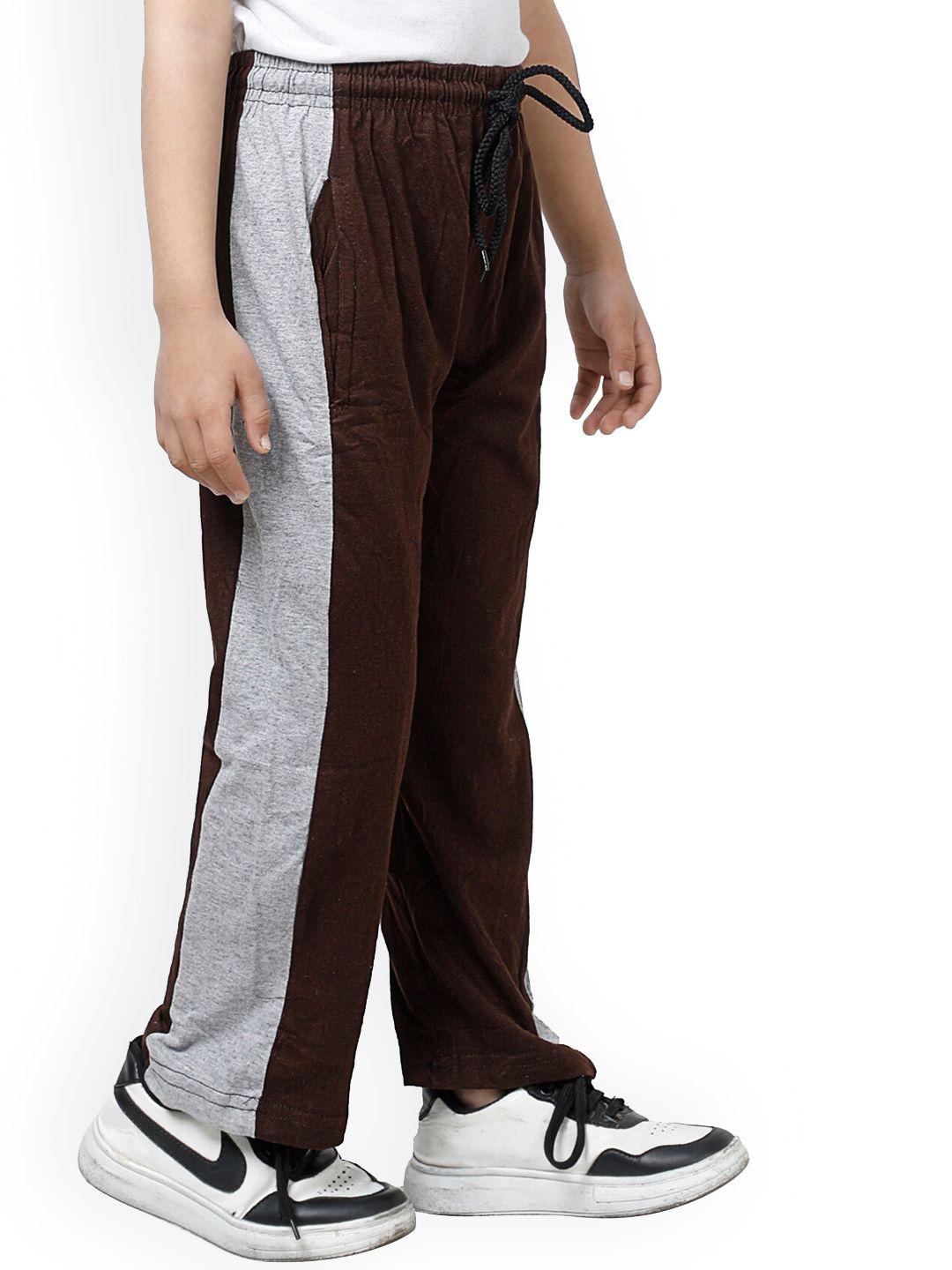 indiweaves boys mid-rise side striped pure cotton track pants