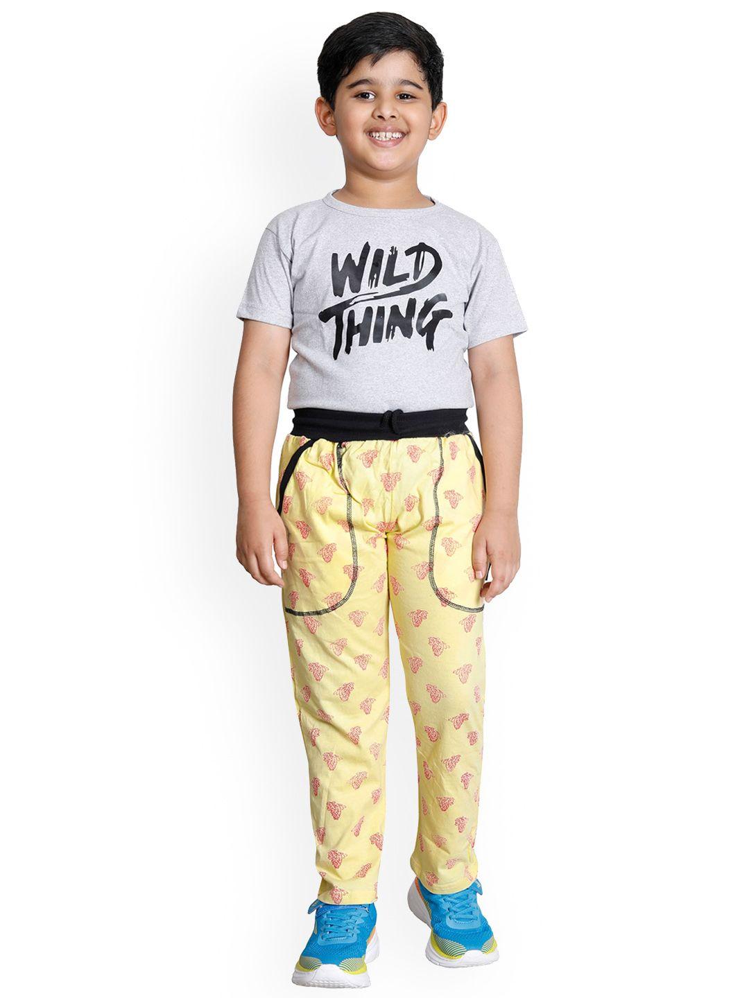 indiweaves boys pack of 2 printed cotton mid-rise track pants