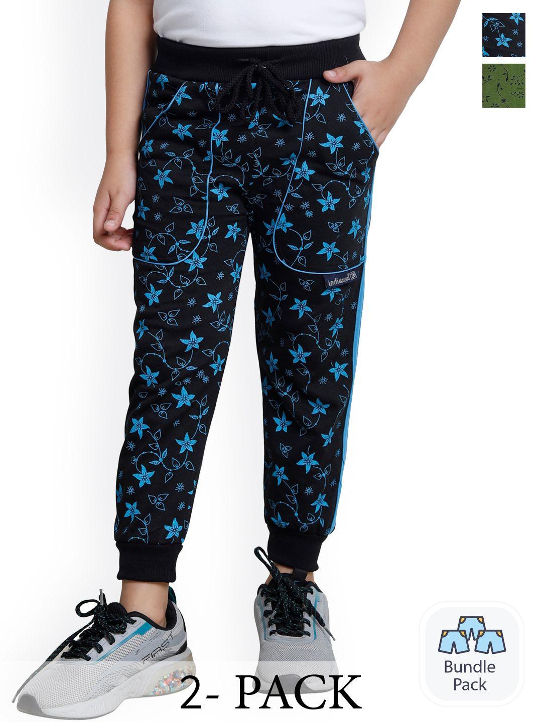 indiweaves boys pack of 2 printed fleece joggers