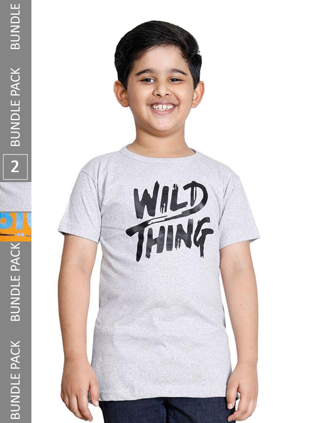 indiweaves boys pack of 2 typography printed round neck cotton t-shirt