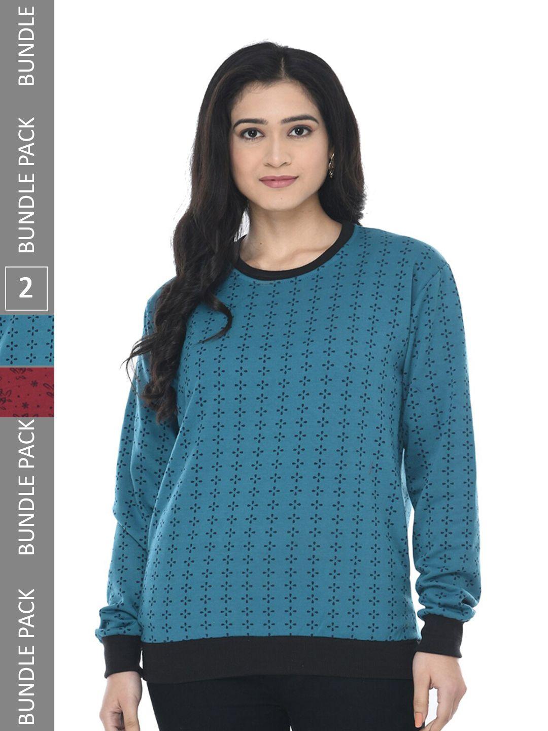 indiweaves pack of 2 conversational printed pullover sweatshirt
