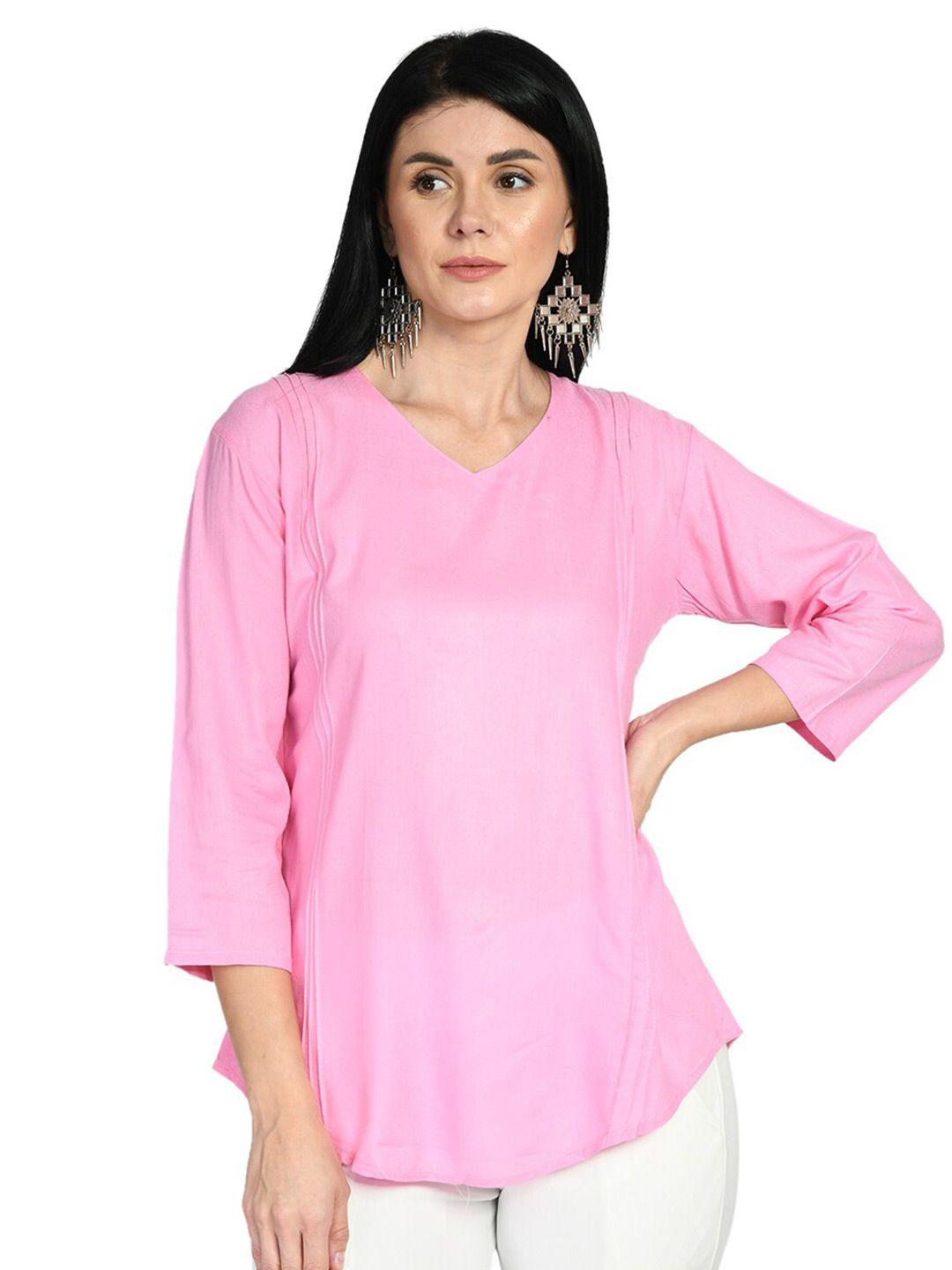 indiweaves v-neck three-quarter sleeves casual top