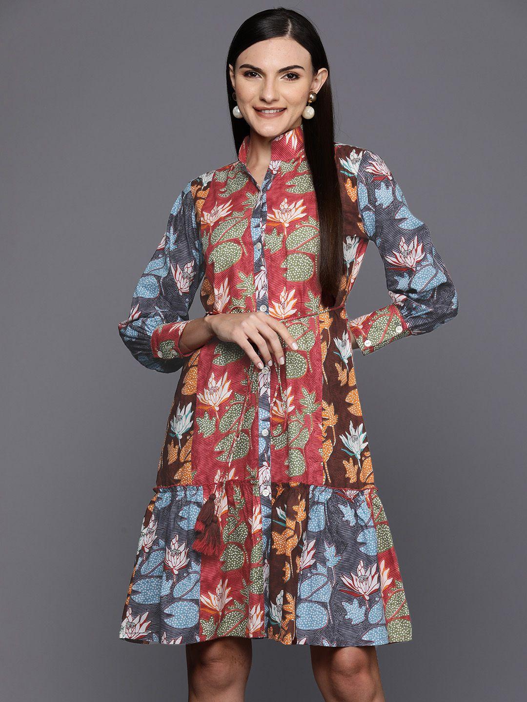 indo-era-floral-printed-a-line-dress-with-belt