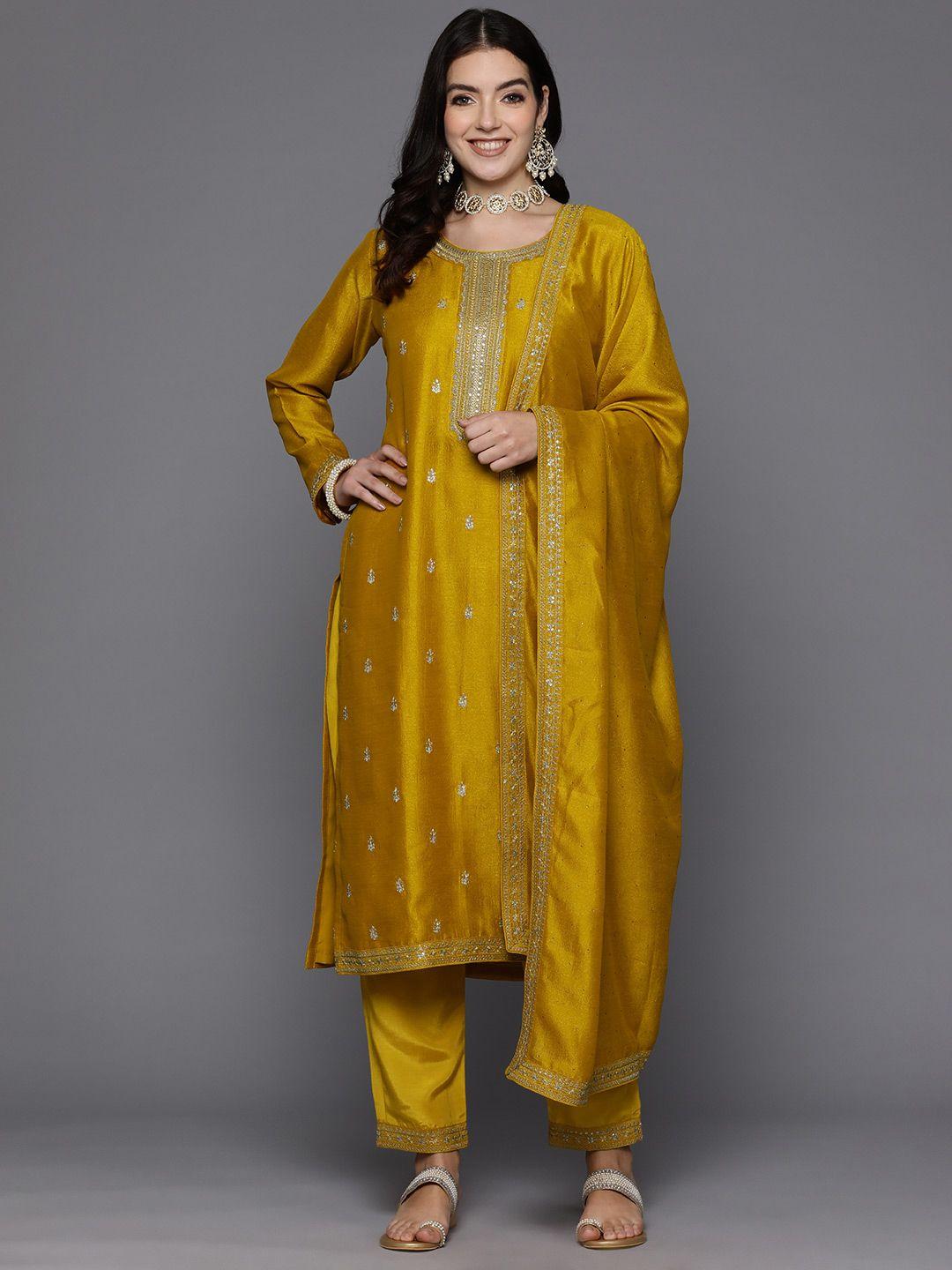 indo era women floral embroidered sequinned kurta with trousers & with dupatta