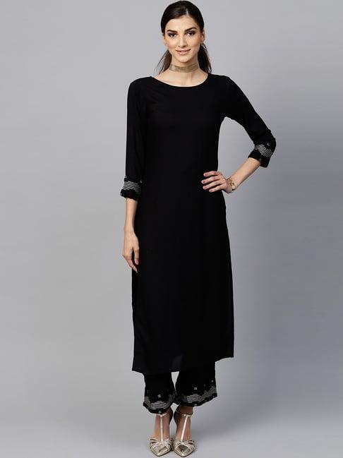 indo era black kurta palazzo set