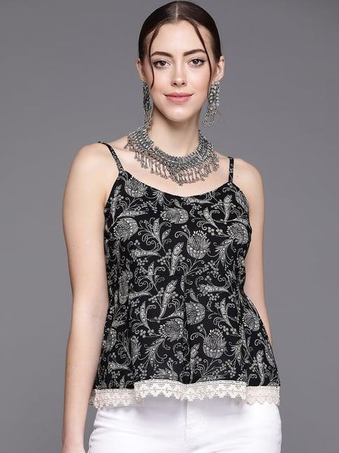 indo era black printed top