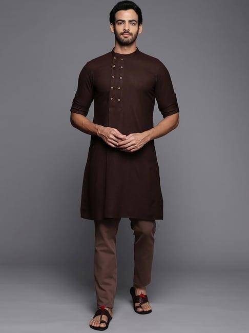 indo era brown cotton regular fit kurta