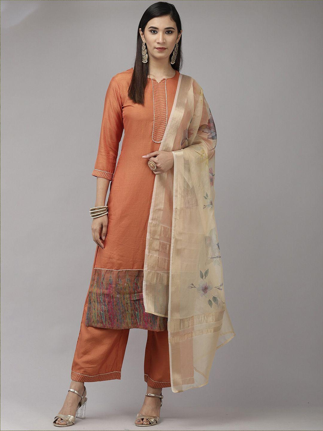 indo era cream-coloured & grey printed organza dupatta