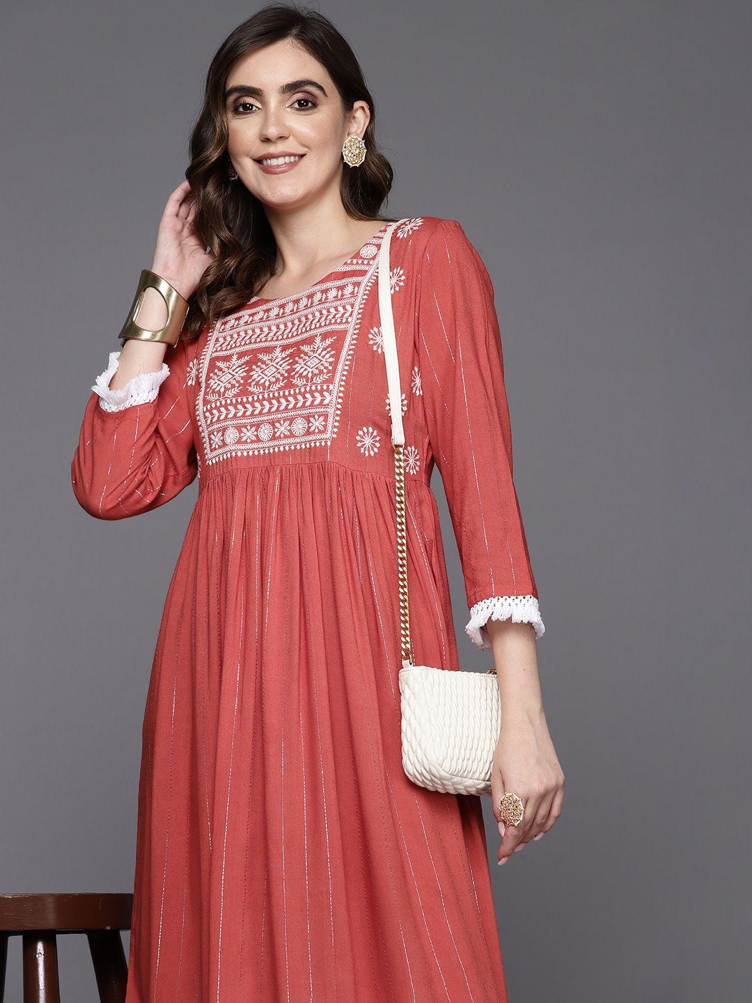 indo era embroidered a-line midi dress