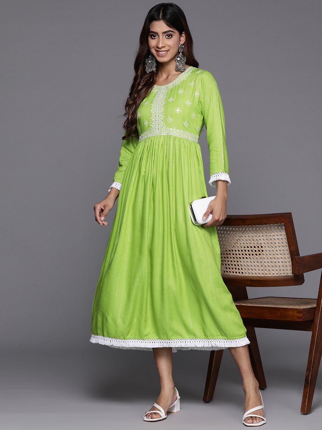 indo era embroidered a-line midi ethnic dress