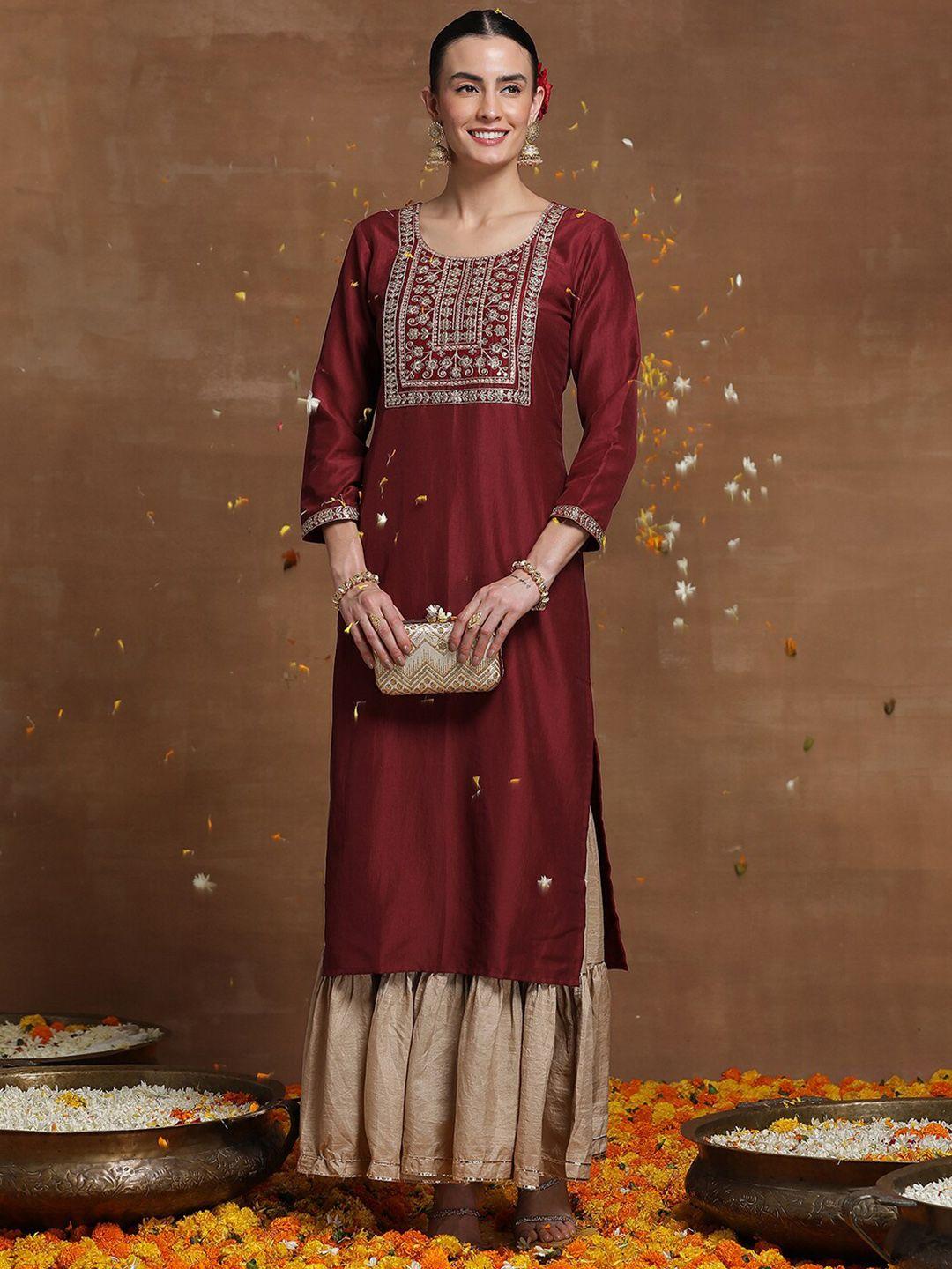 indo era ethnic motifs embroidered a-line kurta