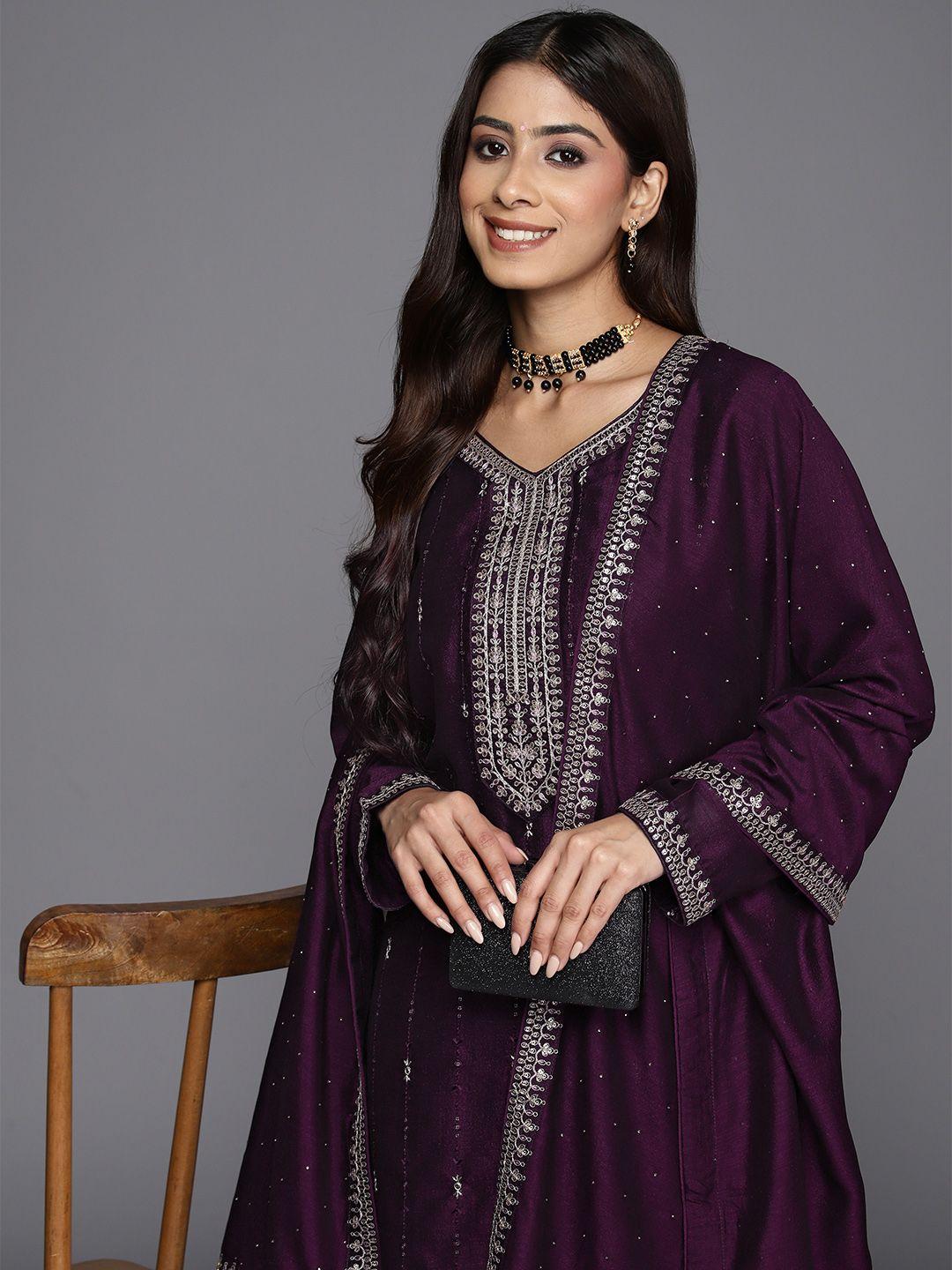 indo era ethnic motifs embroidered regular sequinned kurta with trousers & dupatta