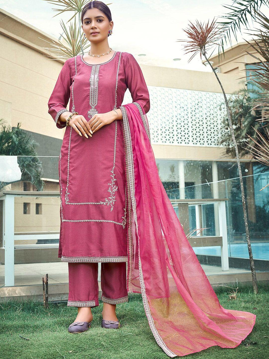 indo era ethnic motifs embroidered sequinned kurta & trousers with dupatta