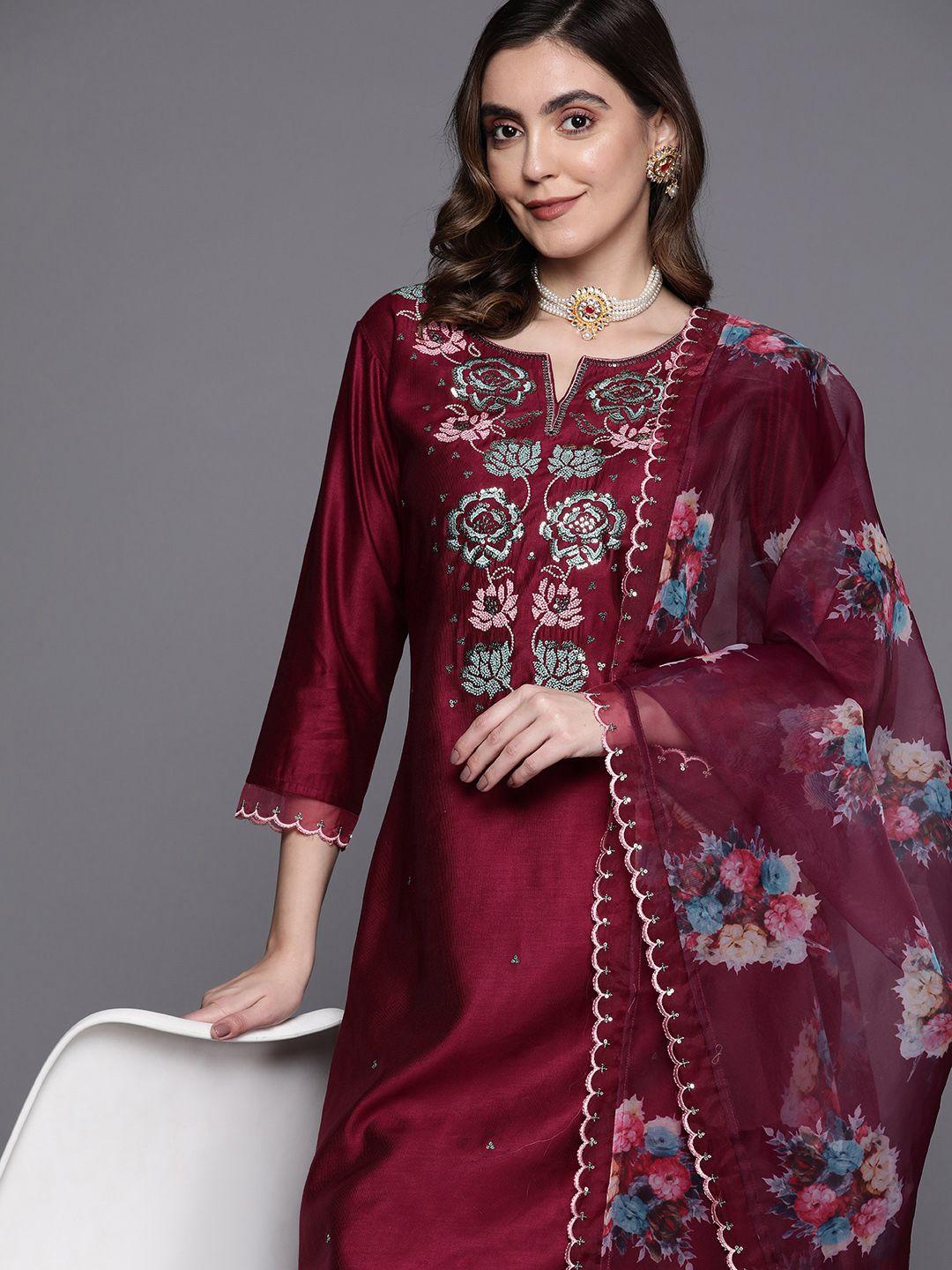 indo era ethnic motifs embroidered sequinned liva kurta with trousers & with dupatta