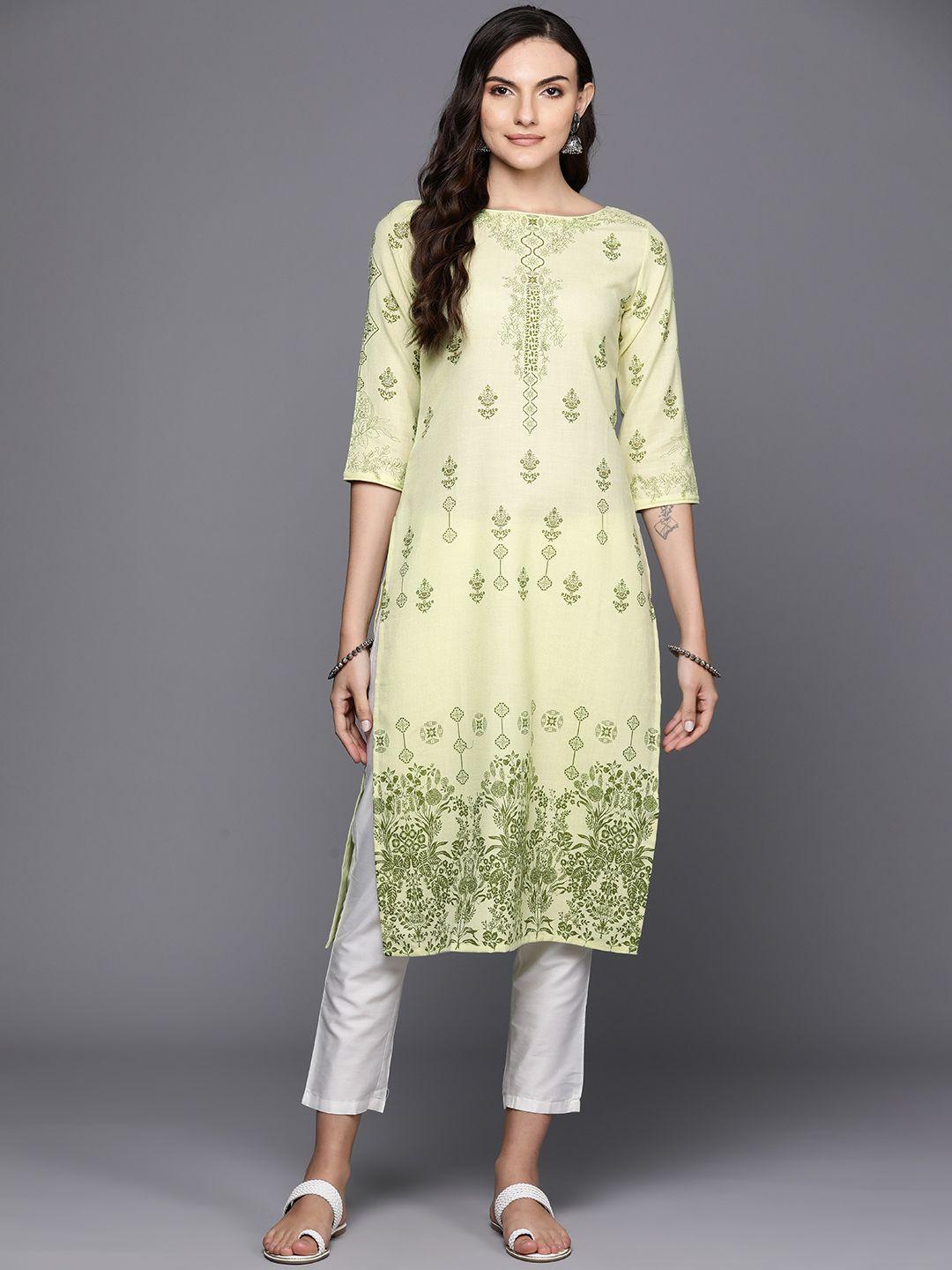 indo era ethnic motifs foil printed straight kurta