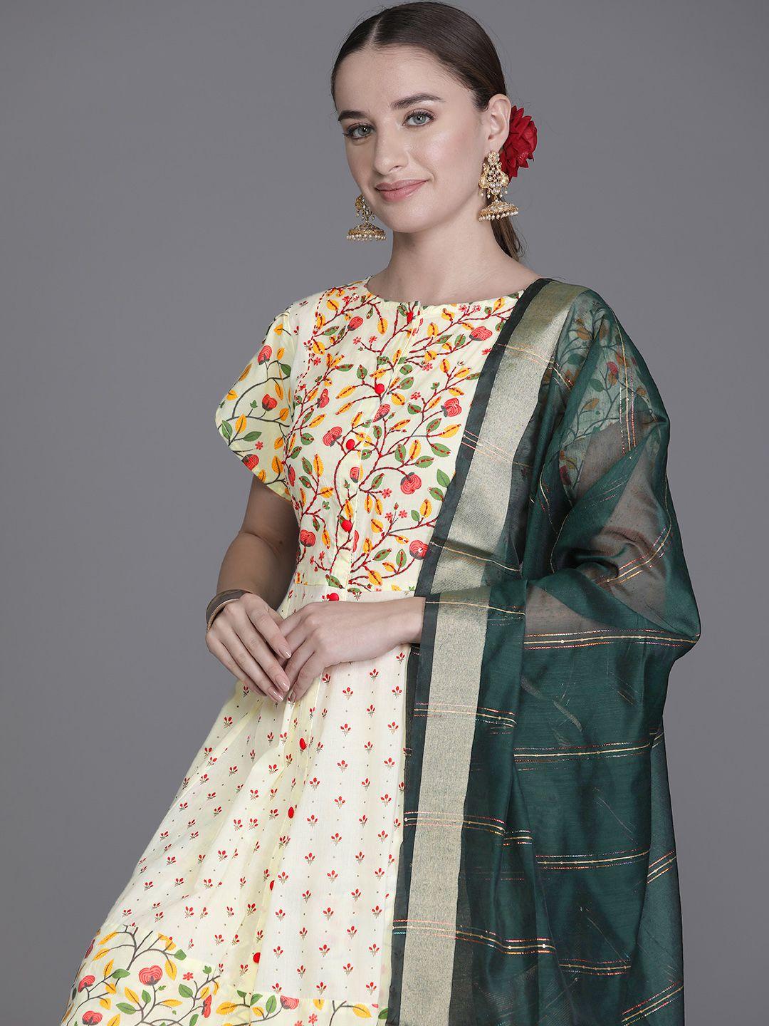 indo era ethnic motifs printed regular sequinned kurta with trousers & dupatta