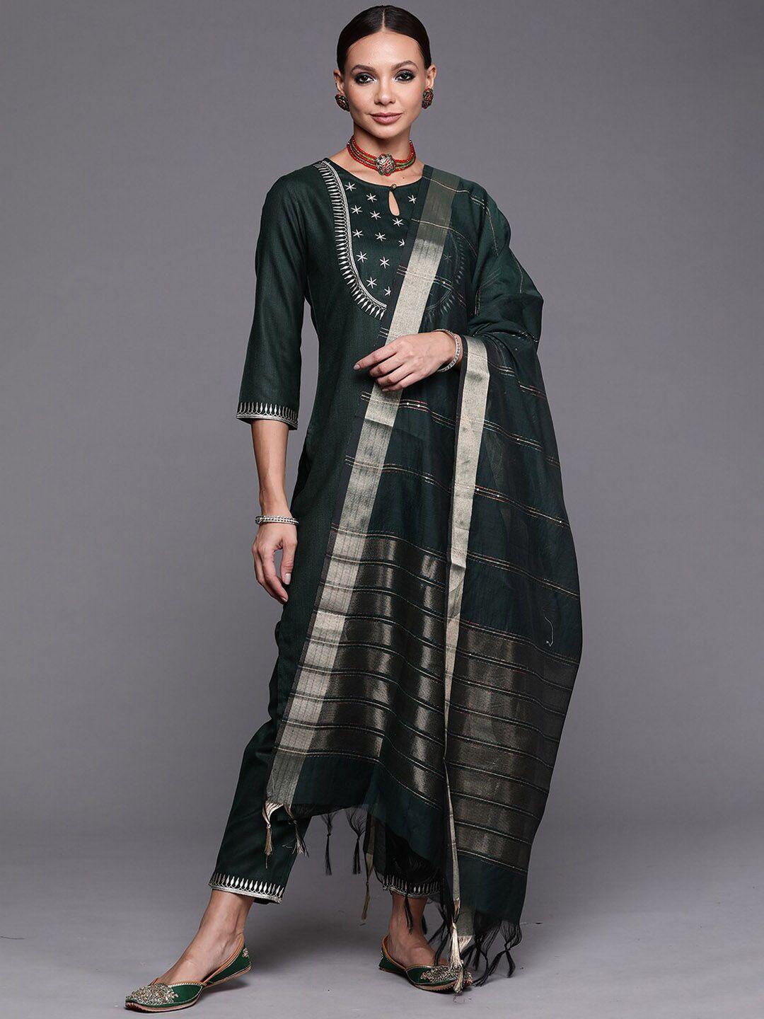 indo era ethnic motifs yoke design kurta with trousers & dupatta