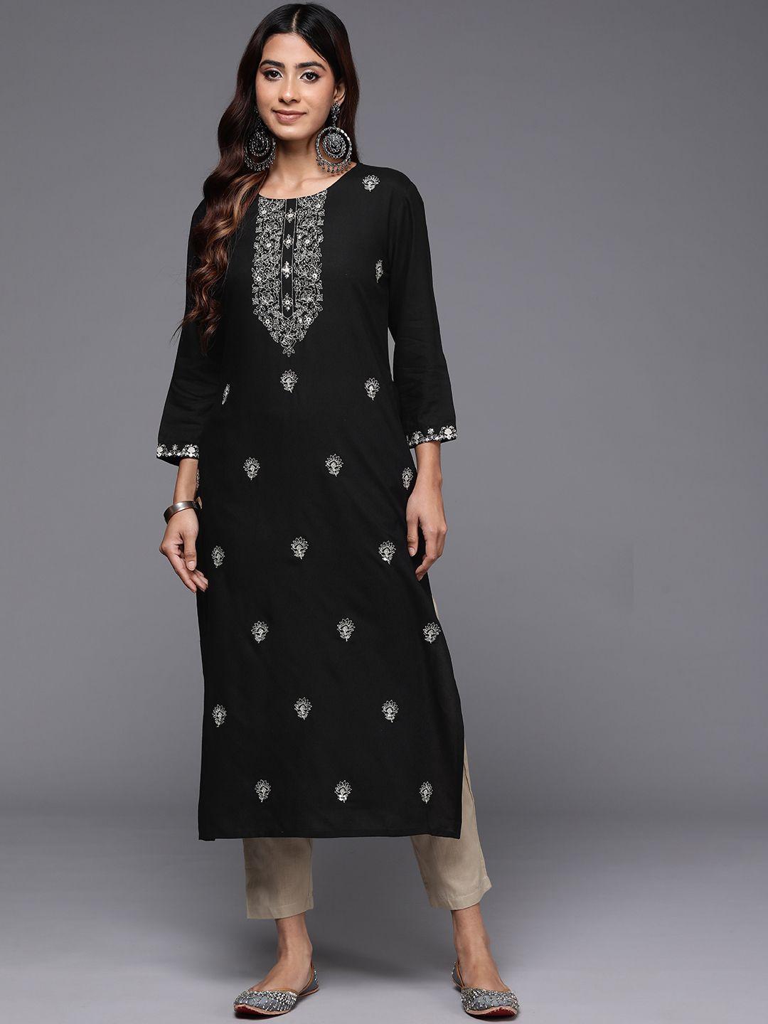 indo era floral embroidered sequinned kurta